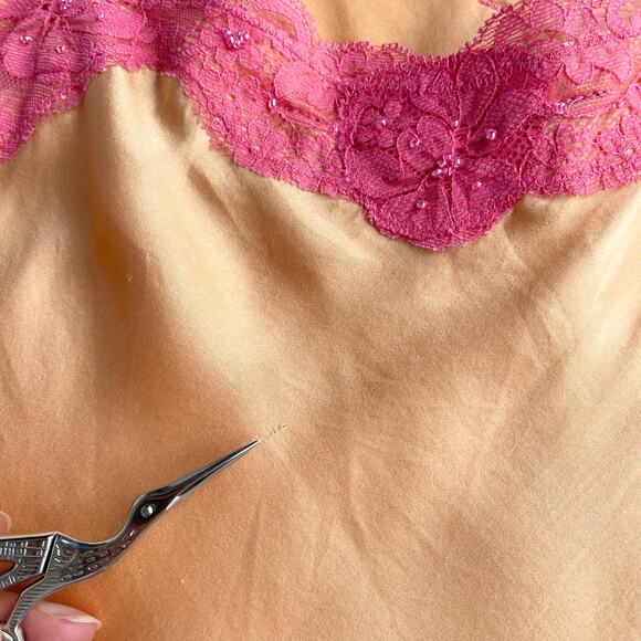 Express silk satin beaded lace trim camisole fairy‎ coquette vintage Y2K top M - Picture 9 of 14